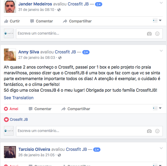 depoimentos facebook